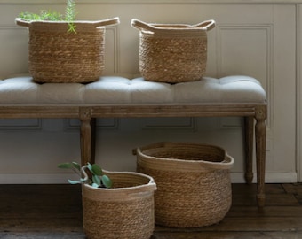 Neutral Round Basket with Jute Handles (4 sizes) Natural Scandi Home, Mothers Day Gift, New Home Gift