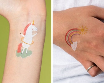 Children's Temporary Tattoos Transfers - Fairies  / Pirates / Halloween / Rainbows / Butterflies - Party Bag Filler, Dressing Up