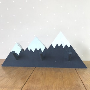 Children's Room Mountain Pegs Hooks (Navy Blue) Playroom Hooks, Bedroom Hooks, Kids Coat Hooks