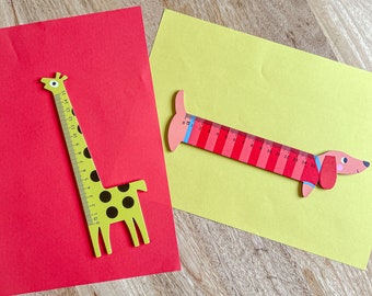 Wooden Children's Wooden Ruler (Giraffe / Sausage Dog) - Party Bag Fillers, School Pencil Case Fillers, Children's Stationery, Gifts