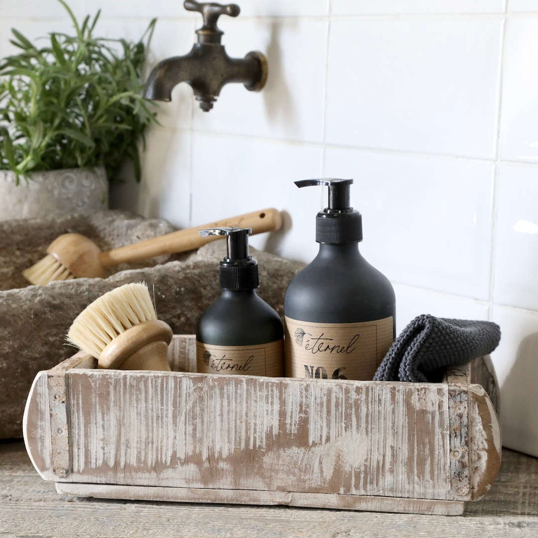 Whitewashed Wooden Storage Box Reclaimed Brick Mould Rustic Wedding Centrepiece Wooden Box