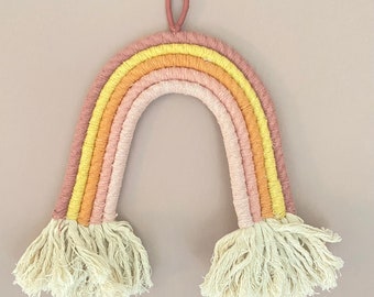 Hanging Rainbow Wall Decoration - Girls Bedroom Decor - Scandi Soft Muted Colours