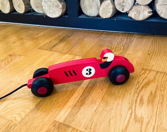 Wooden Toy Pull Along Car - Toddler Birthday Toys, 1, 2, 3 Year Old Birthday Gifts, Traditional Birthday Gifts