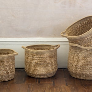Neutral Round Basket with Jute Handles (4 sizes) Natural Scandi Home, Mothers Day Gift, New Home Gift