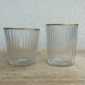 Clear Glass Tea Light with Gold Rim, Wedding Candle Holder Wedding Table Decorations image 4