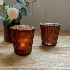 Bronze/Brass Ribbed Tea Light Holder, Weddings, Gifts, Candle Holders image 5