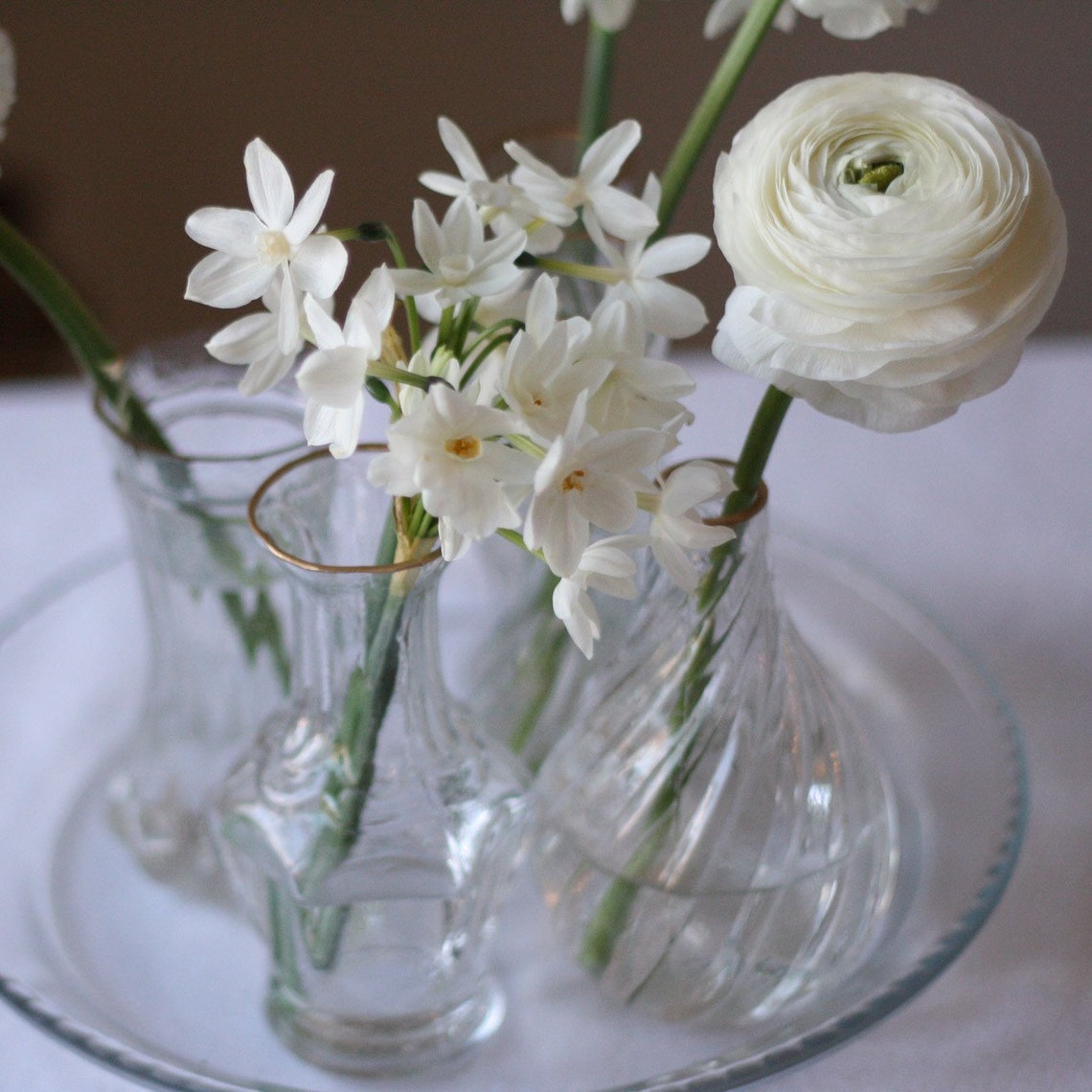 6 X Clear Glass Bud Vases With Gold Rim Wedding Centrepieces Etsy UK