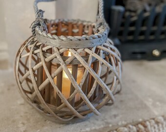 Natural Wicker Lanterns with Rope Handles - Garden Gift, House Warming Gifts