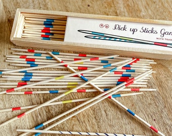 Pick Up Sticks in Wooden Box, Educational Games, Hand Eye Co-ordination Skills, Gift Ideas, Birthday Presents, Traditional Games