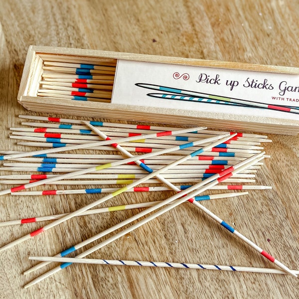 Pick Up Sticks in Wooden Box, Educational Games, Hand Eye Co-ordination Skills, Gift Ideas, Birthday Presents, Traditional Games