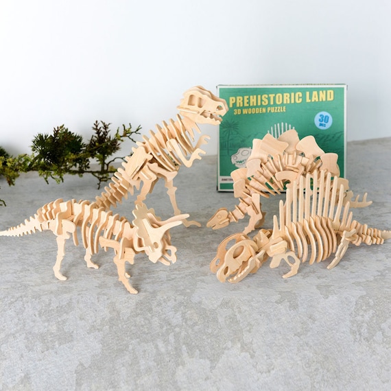 Rompecabezas de dinosaurios de madera 3D / Modelos de madera - México