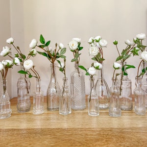 6 x Glass Bottles With Cork Stoppers, Wedding Vases, Centrepiece Decorations, Rustic, Summer Weddings image 4