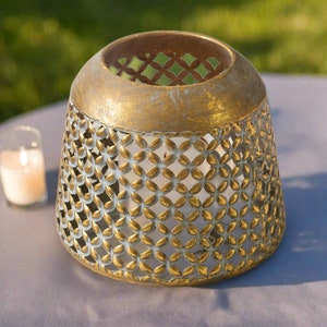 Brass Metal Domed Candle Holder / Lantern