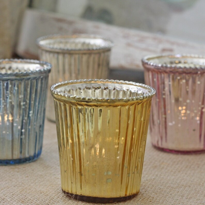Gold Tea Light Holder Ribbed Design Wedding Decorations Etsy UK