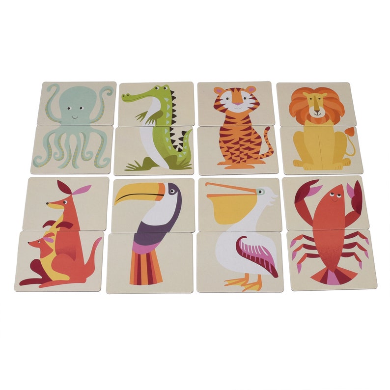 Zoo Animals Match Heads and Tails Game for Toddlers Learn Etsy UK