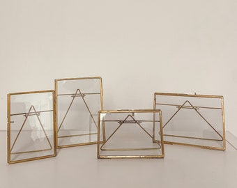 Antique Brass Photo Frame 6" x 4" / 7" x 5" Picture Frames, Floating Frame - Free Standing Portrait / Landscape