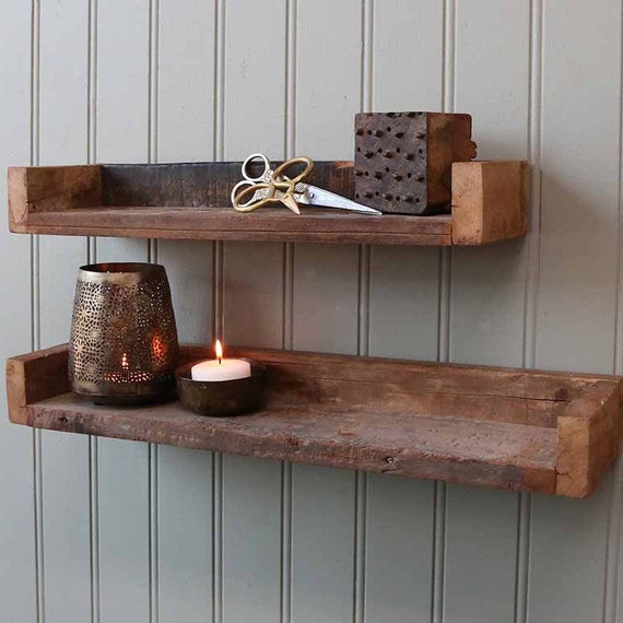 Rustic Reclaimed Wooden Shelf 60cm Etsy