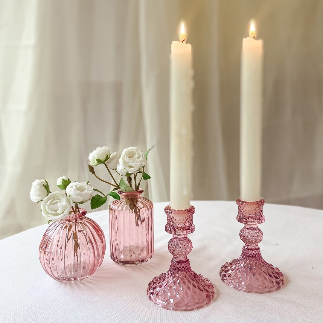 Pink candlesticks on sale