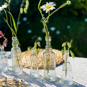 6 x Glass Bottles With Cork Stoppers, Wedding Vases, Centrepiece Decorations, Rustic, Summer Weddings image 3