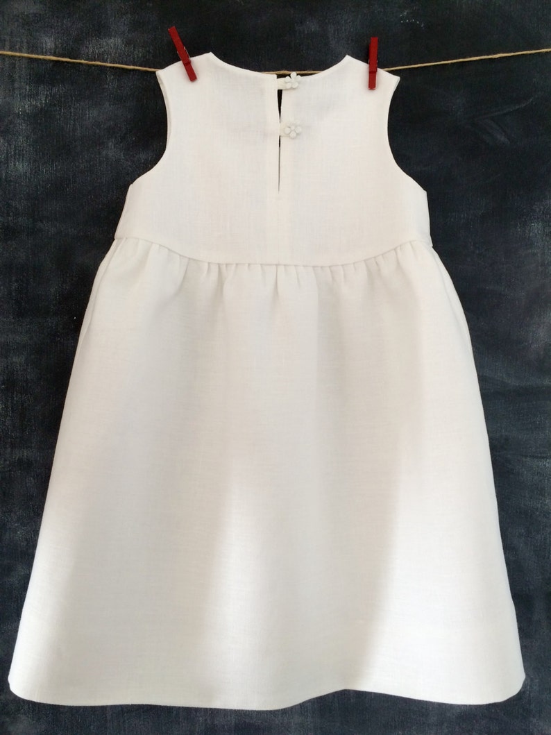 Girls White Linen Dress Toddler Blessing Day Dress Baby Etsy