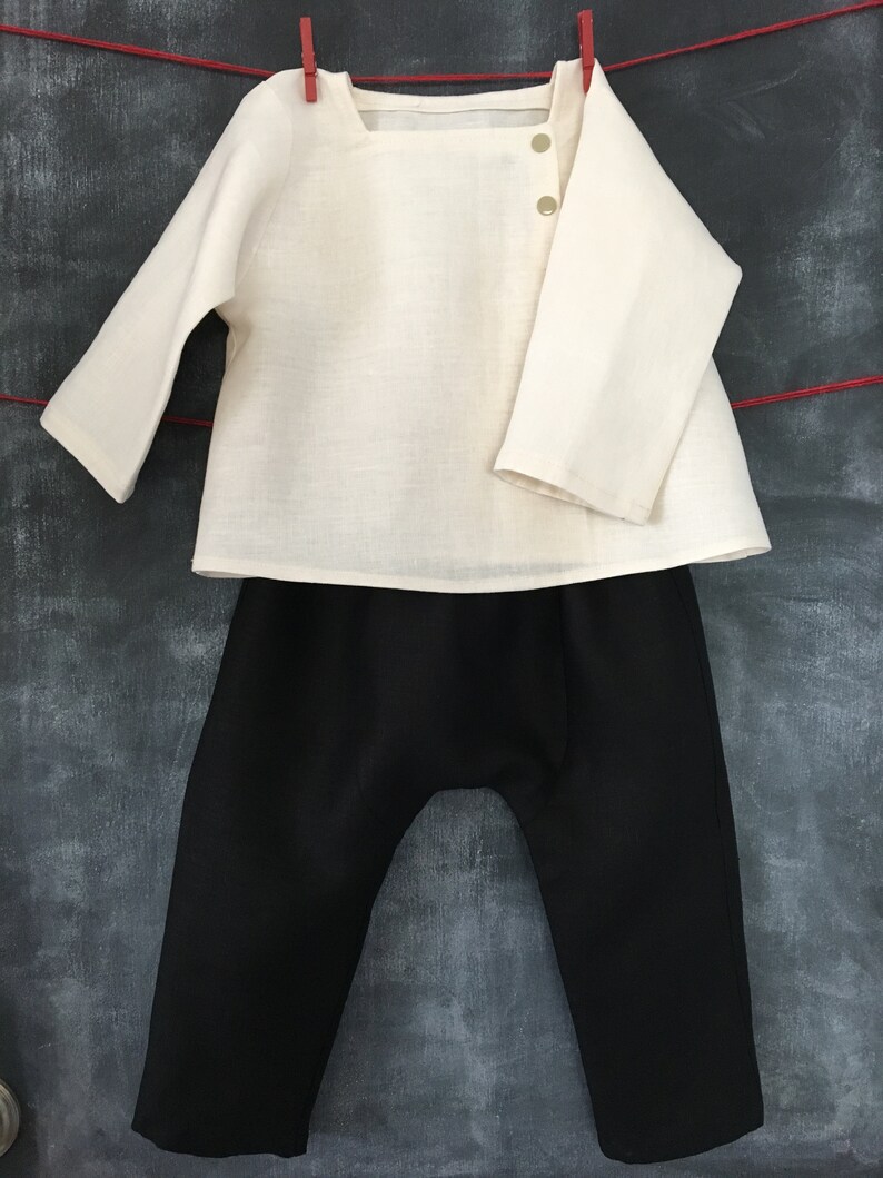 Linen Baby Outfit Toddler Linen Suit Linen Tunic & Harem Etsy