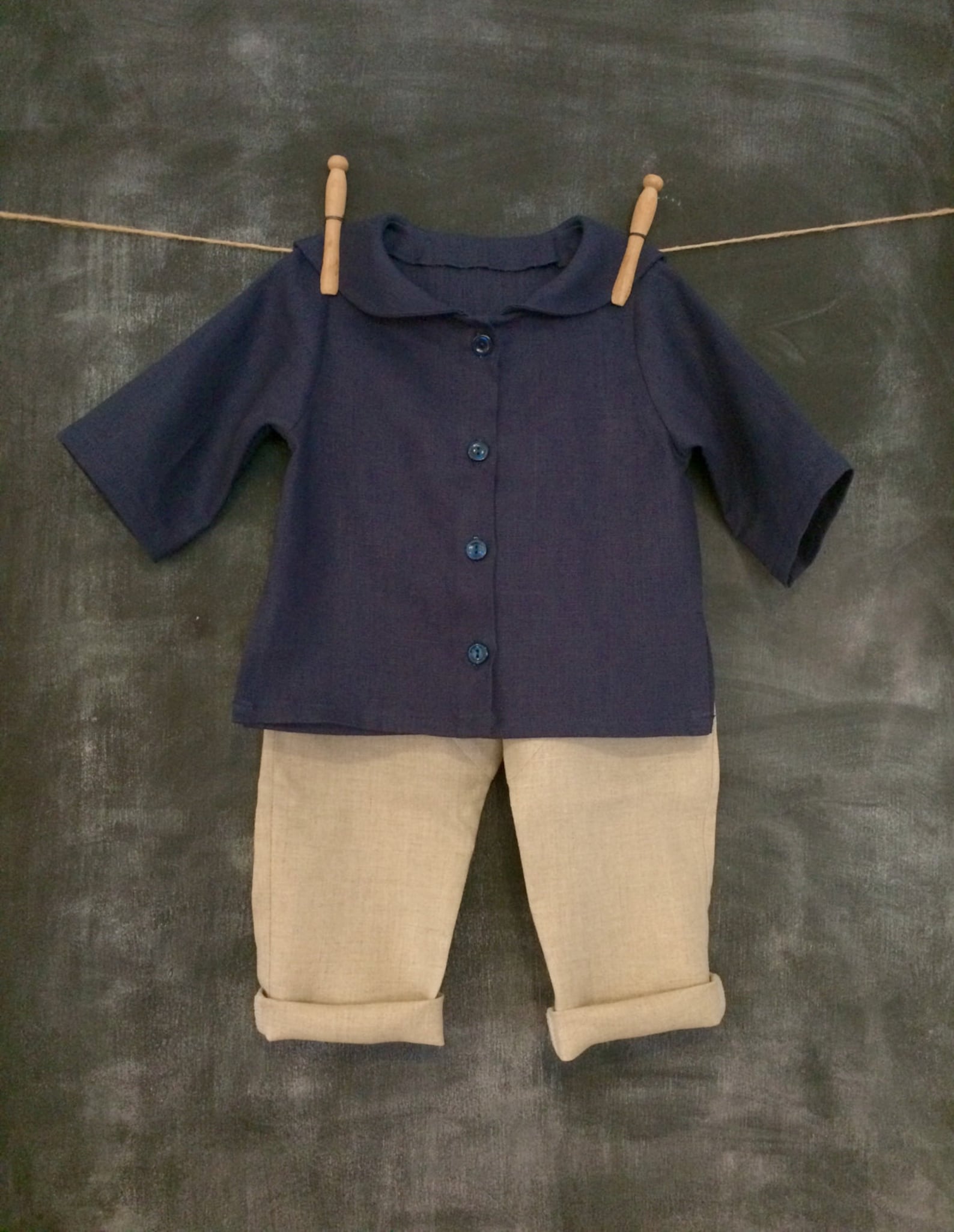 Linen Baby Outfit Toddler Linen Suit Linen Sailor Shirt and Etsy