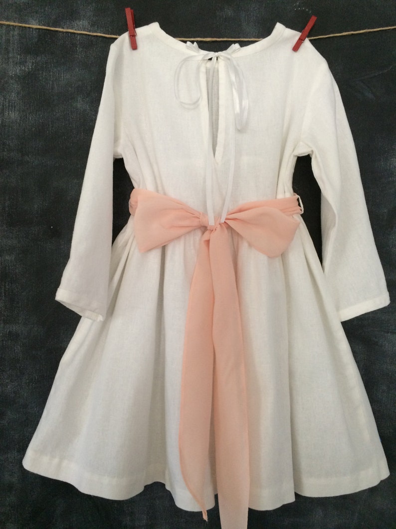 Girls White Linen Dress Toddler Linen Party Dress Long Etsy
