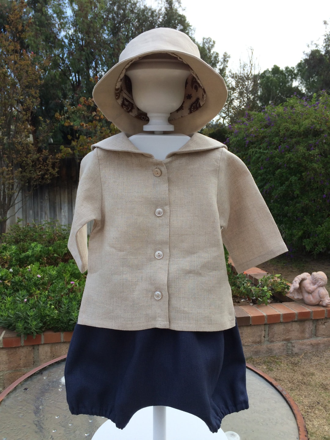 Linen Baby Outfit Toddler Linen Suit Linen Sailor Shirt Etsy