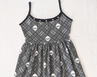 skulls merch, skulls dress, skulls, plaid dress, punk merch, halloween dress, goth dress, goth merch, alternative dress punk, dress