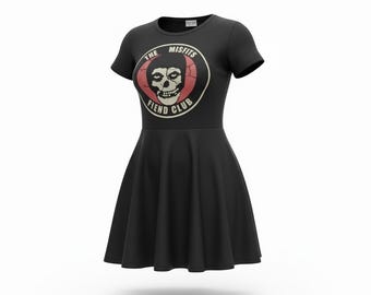Misfits Fiend Club Skater Kleid, Band Merch, Punk Kleidung, Horror Band Shirt alternative Kleidung