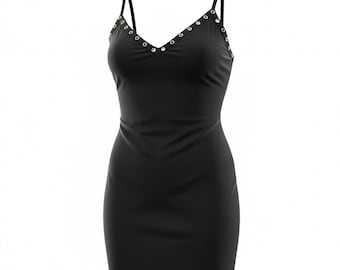 Black rocker dress, rock merch, punk merch, punk dress, black dress, rock apparel, alternative dress, alternative merch, metal dress, metal