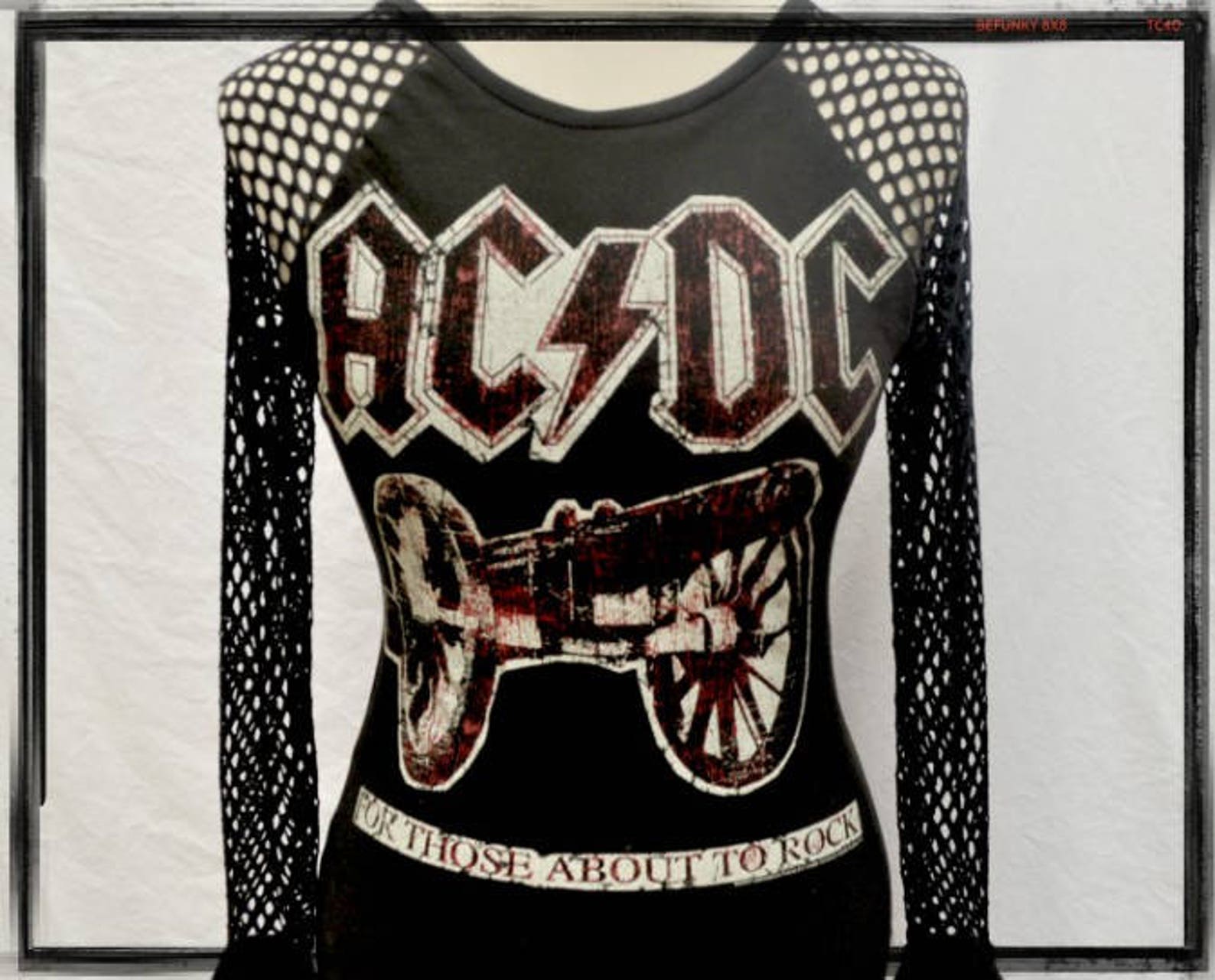 AC/DC Band Tee Dress, Fishnet Sleeves, Fringe Skirt - Etsy