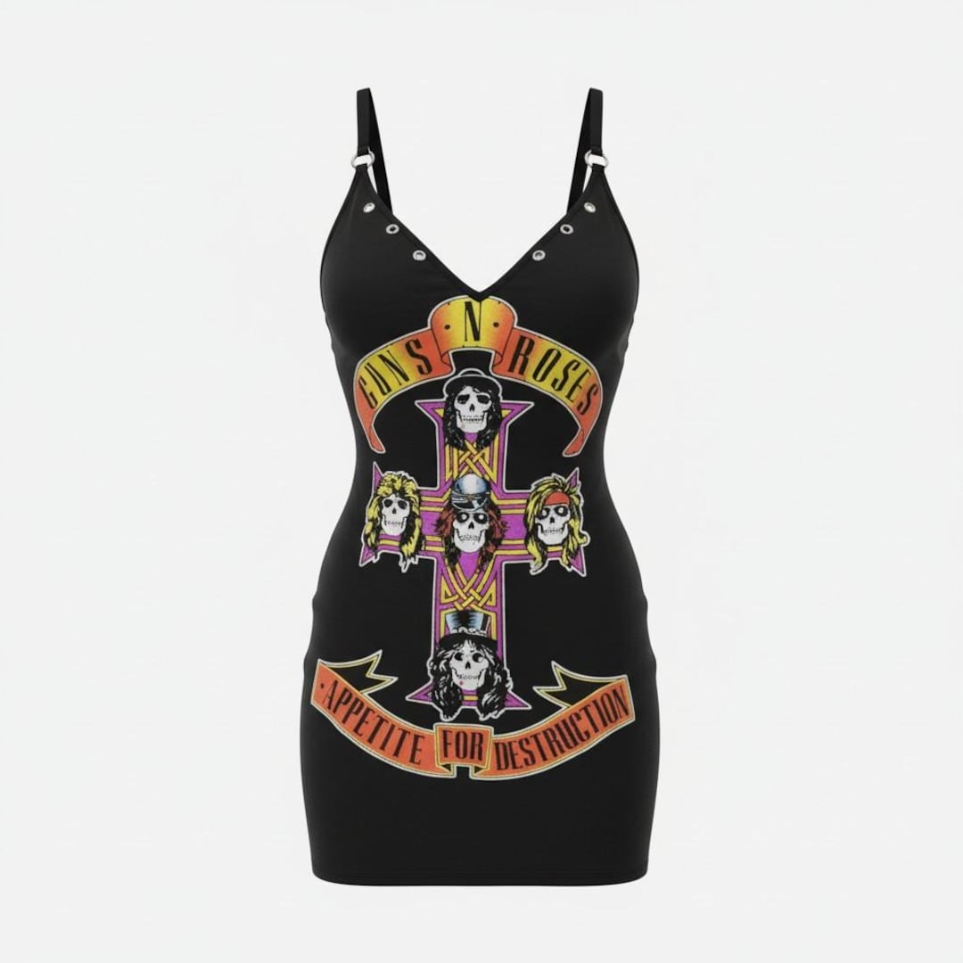 guns and roses shirt dress Guns N' Roses Classic Band Logo T Shirt Dress, M