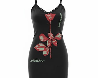 Depeche Mode Violator Dress, Band Merch, 80s Alternative Rock, Black Mini Dress