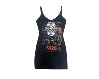Nine Inch Nails Band Tee Dress, Metal Rock Apparel