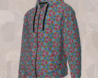 Bluza z kapturem Hexafun Trippy Festival – odzież EDM, stroje rave, stroje psytrance