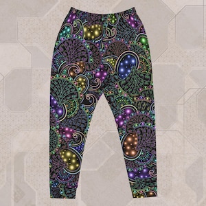 Neopaisley Trippy Festival Joggers – EDM Clothing, Rave Outift, Psytrance Wear