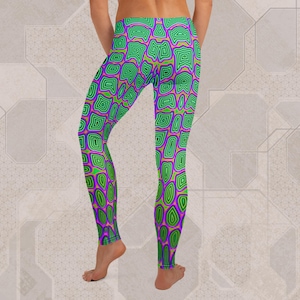 Reptilian Trippy Festival Leggings – EDM Clothing, Rave Outift, Psytrance Wear