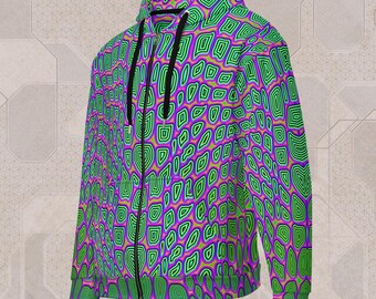 Bluza z kapturem Reptilian Trippy Festival – odzież EDM, stroje rave, stroje psytrance