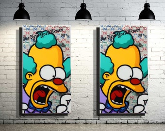 Espacio de trabajo / Oficina Biblioteca Arte de pared Pintura y collage sobre papel de madera Pintura de collage con acabado de resina Pintura divertida Arte de pared de celebridades