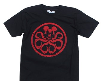 Camiseta de Marvel para hombre, camiseta de vacaciones de Disney con serigrafía, camiseta negra Unisex con cuello redondo de Mickey Mouse Hydra