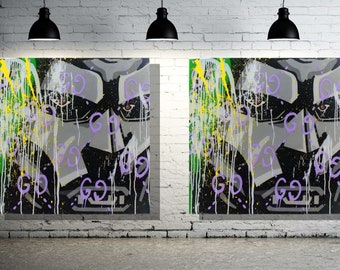 Arte de pared para habitación infantil o cueva de hombre, pintura de personaje de cómic sobre madera con acabado de resina epoxi, grafiti, listo para colgar.