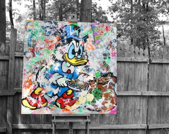 Pintura de arte mural de gran tamaño y collage. Pintura gigante sobre lienzo de madera con acabado de vidrio de resina. Arte de pared para vestíbulo de hotel, mansión corporativa o de oficina.