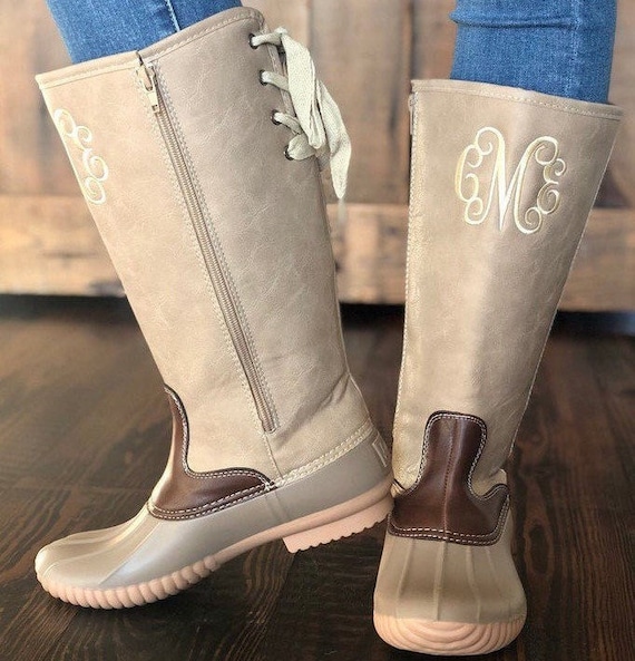 monogrammed tall duck boots