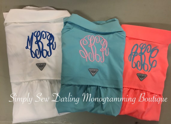 Embroidered Personalized Monogrammed Youth Little Girls Big Girls Columbia UPF 40 Fishing Shirt Several Colors Available