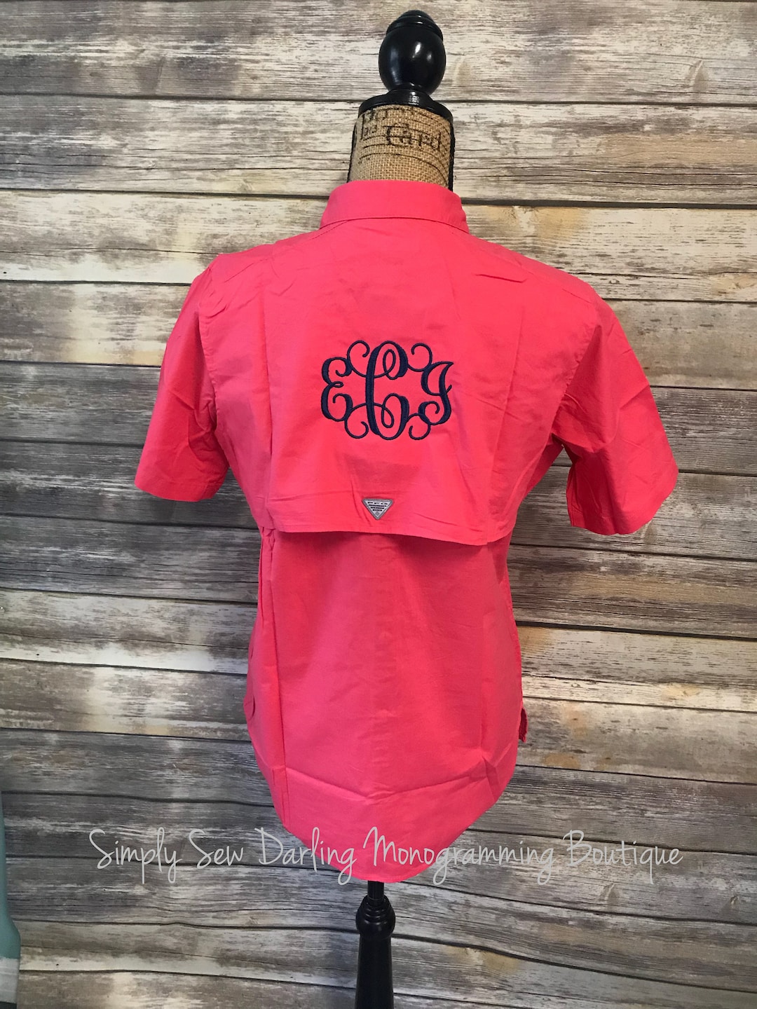Embroidered Monogrammed Coral Columbia PFG Fishing Shirt Etsy