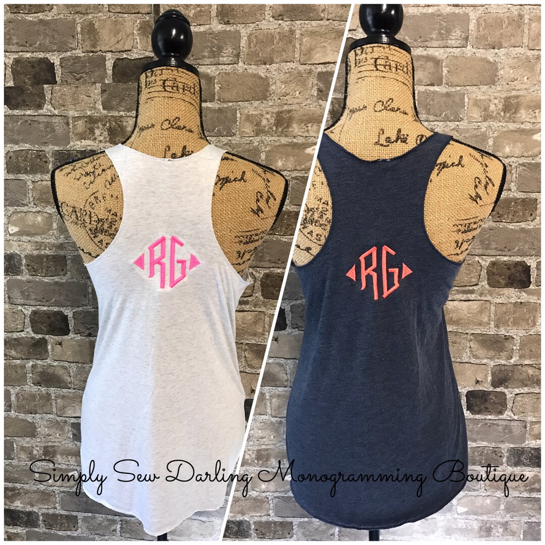 Embroidered Personalized Monogrammed Racerback Tank Top - Etsy