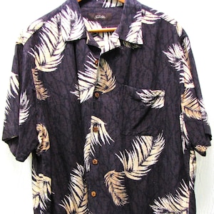 Mens Vintage Casual Shirt by Tasso Elba. Hawaiian Flora short sleeve soft comfortable fabric. Washable Silk Size XL,  Fathers Day Gift