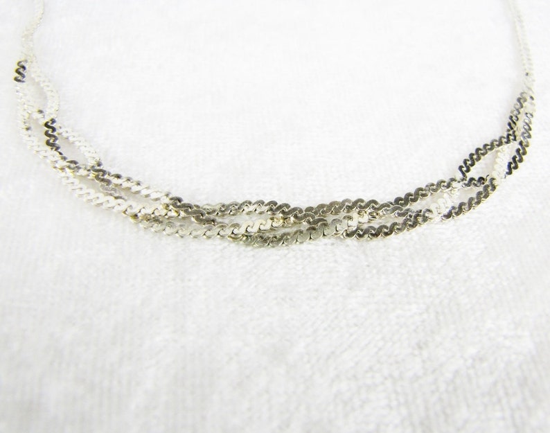Unikt vävt halsband i sterlingsilver, modern flätad 18 tums sterlingsilverkedja, smycken för frun, present till henne bild 2