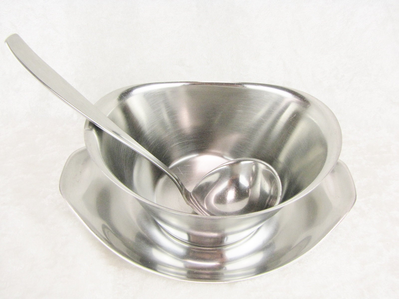 Vintage Stainless Gravy Boat & Ladle With Drip Tray From Etsy